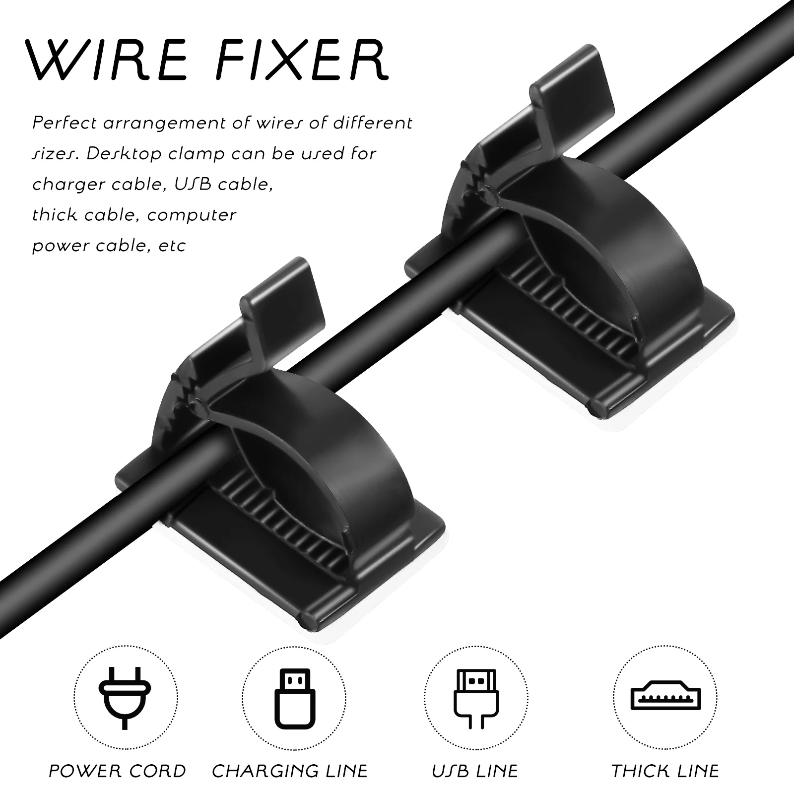 

10Pcs Lightweight Cord Keeper SelfAdhesive Cable Management Clips For Cable Storage And Organization