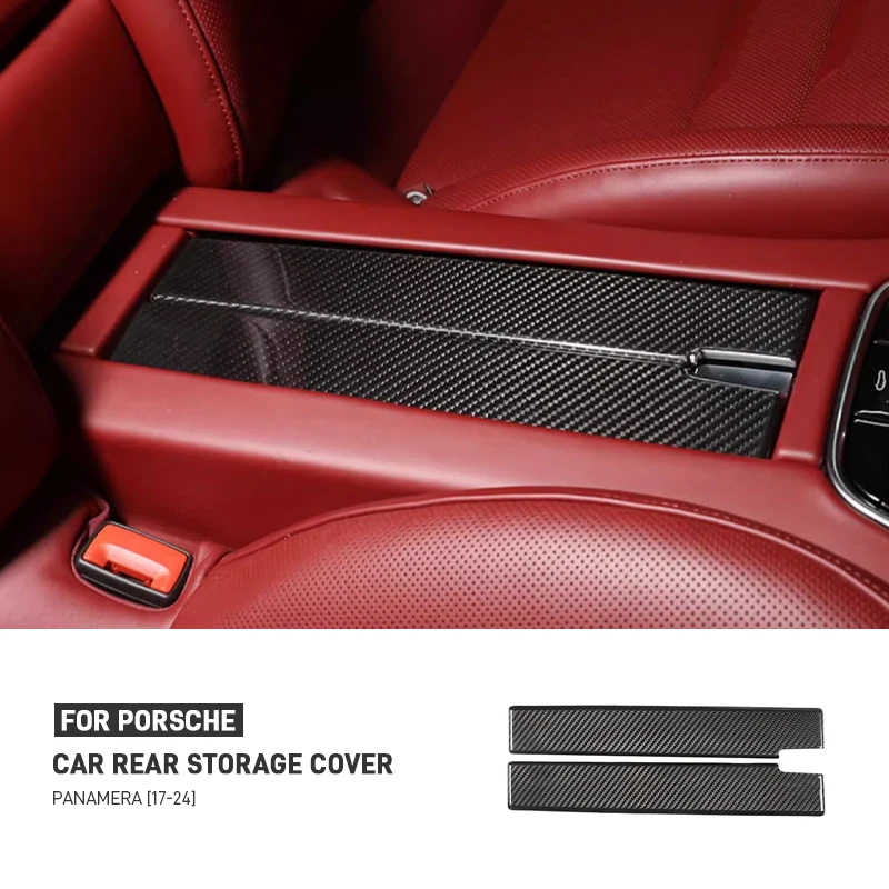 

For Porsche Panamera 2017-2024 Dry Carbon Fiber Car Rear Storage Box Panel Trim Cover Sticker Interior Decoration Accessories