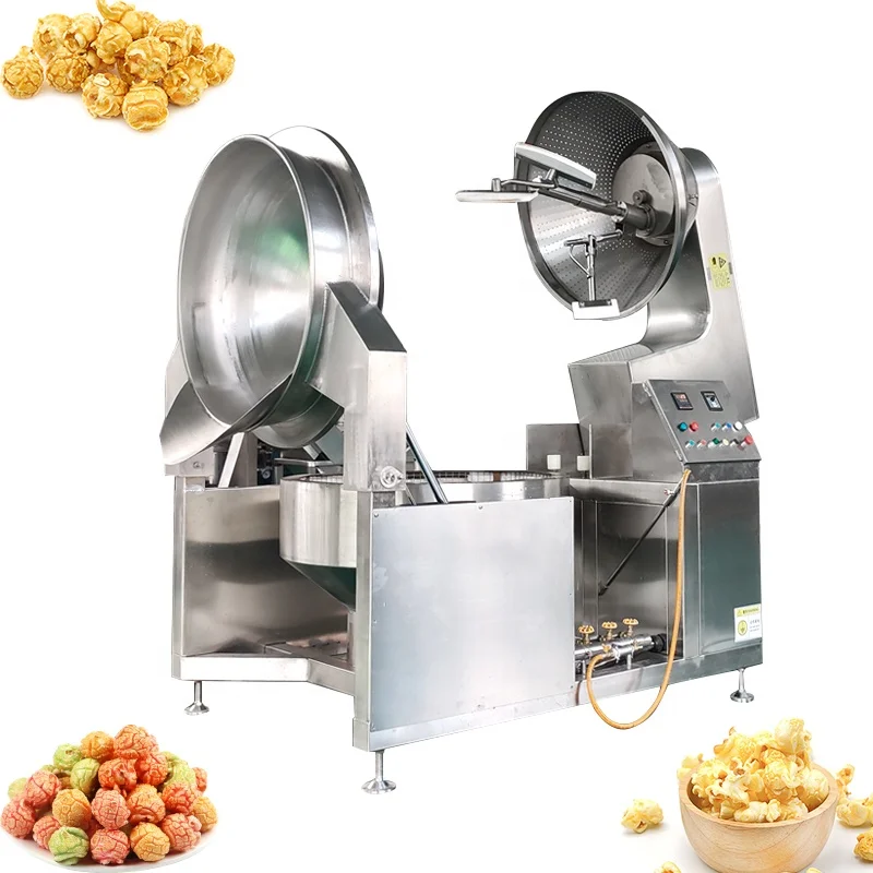 Large Capacity Gas Planetary Cooking Mixer Machine Full Automatic Commercial Caramel Popcorn Making Machine