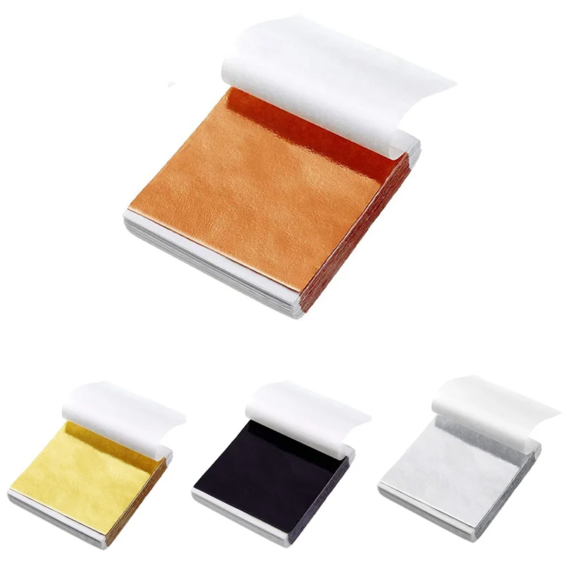 QWE-800Pcs 모조 골드 실버 구리 호일 종이 네일 파티 장식을위한 잎 플레이크 금박 시트 DIY 아트 공예 종이