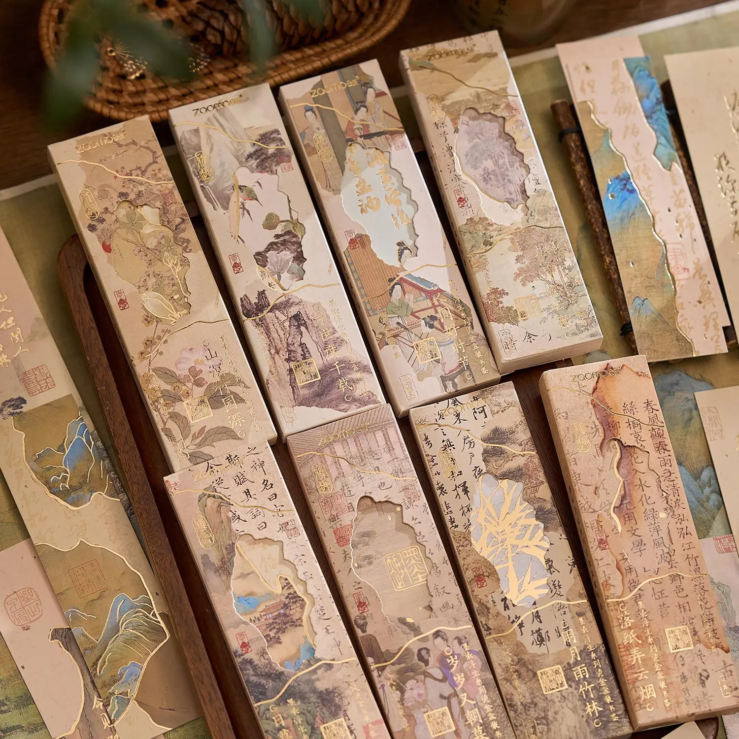 30-teiliges Bronzing-Lesezeichen-Set aus Papier im chinesischen Stil, dekoratives Scrapbooking-Set