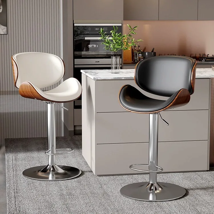 

!@Modern Adjustable Leather Swivel Bar Stools With Backs Counter Height Rotating High Stool for Bars Kitchens Restaurants
