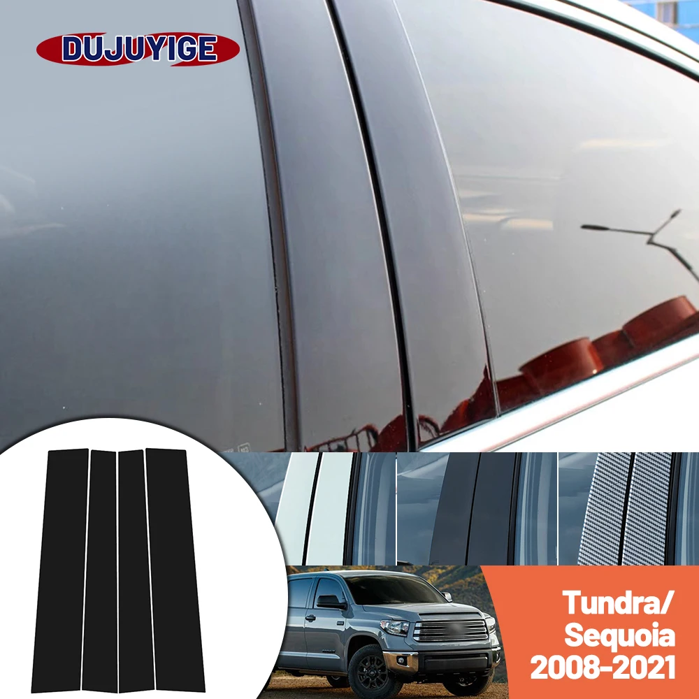 

Bright black carbon fiber door and window B C Pillar sticker suitable For Toyota Tundra Sequoia 2008-2021 2009 2010 2011 2012