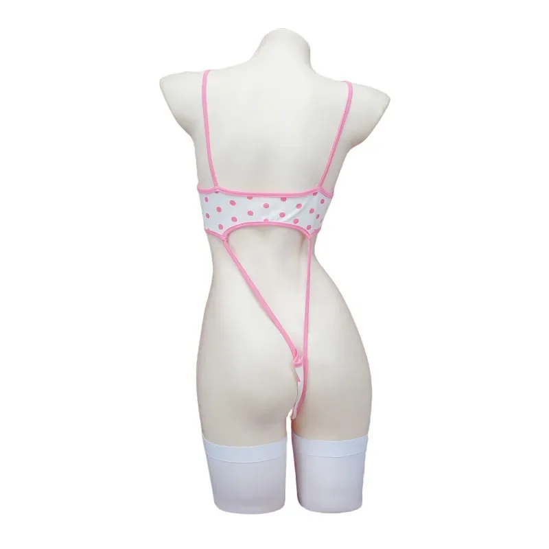 ZA01 Anime Japanese Girl Cute Pink Dot Bodysuit Cosplay Costume Backless Swimsuit Uniform Swimwear Outfit Women Role Play UnZa0@