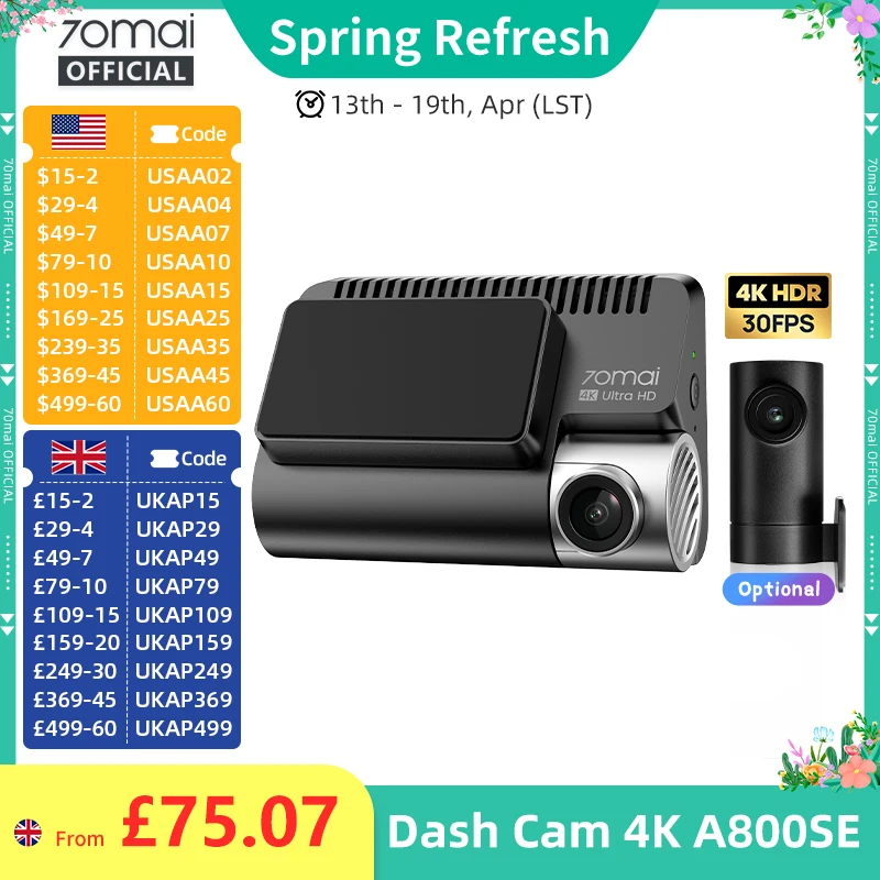 70Mai A800SE Dash C…