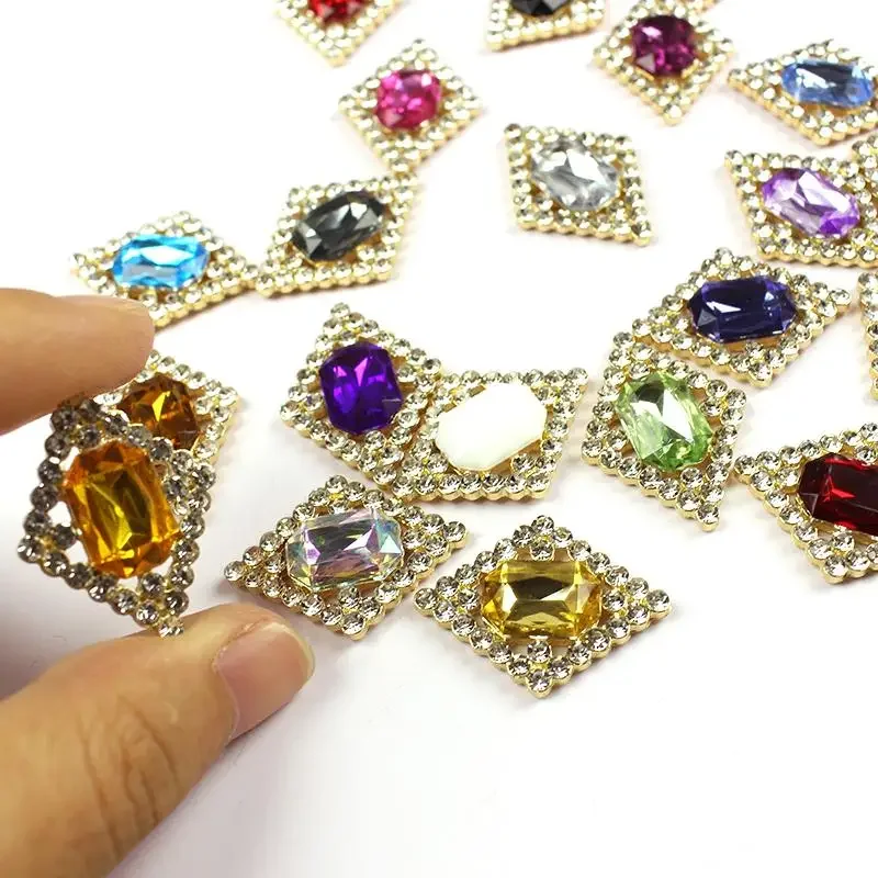 5 قطع من إكسسوارات سبائك المعين المصنوعة من حجر الراين اللامع للمجوهرات ذاتية الصنع 22 × 30 مم