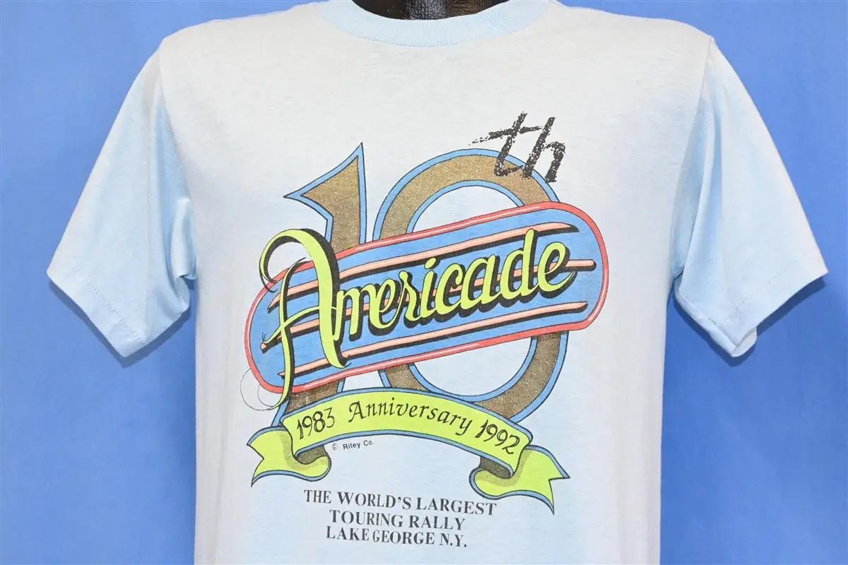 90s أمريكا الذكرى العاشرة 1992 بجولة رالي ليك جورج نيويورك تي شيرت متوسط