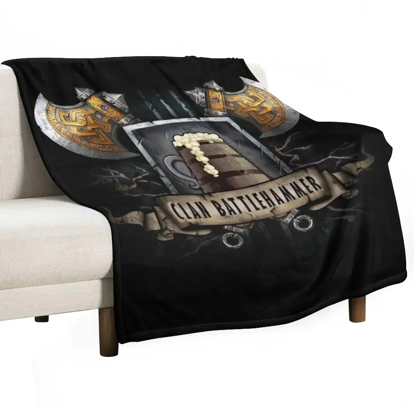 Clan Battlehammer Mithral Hall Dwarf Faerun Fourthpeak Frost Hills Throw Blanket anime Sofas Blankets