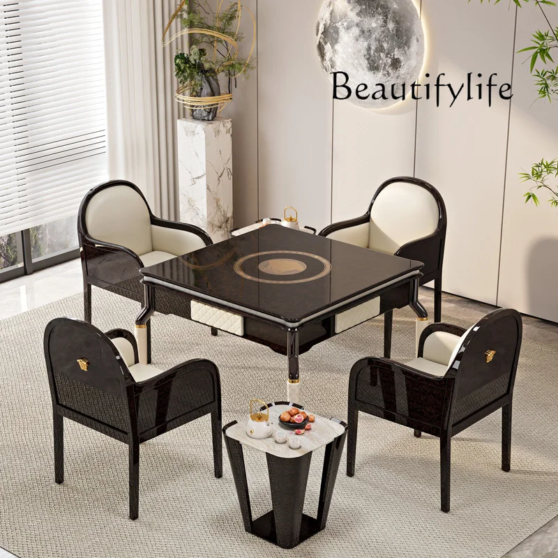 Italian light luxury mahjong table villa club automatic mahjong machine leisure table dual-purpose high-end luxury