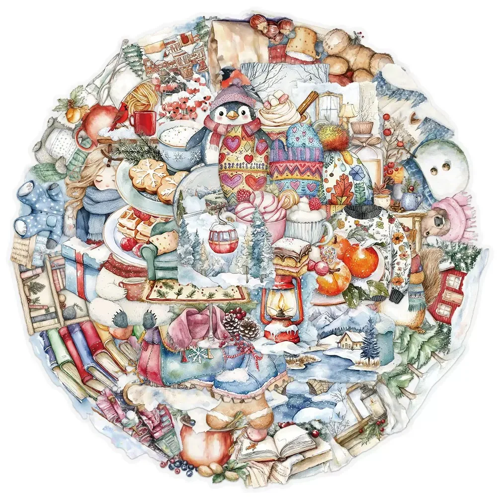 10/50pcs Cute Warm Winter Transparent Graffiti Stickers Christmas Decoration Decals Toys DIY Laptop Phone Guitar Kawaii Sticker