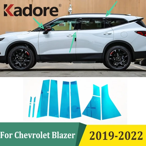 

Для Chevrolet Blazer 2019 2020 2021 2022, молдинги из нержавеющей стали, центральная стойка окна, полоски, крышка, внешние аксессуары автомобиля