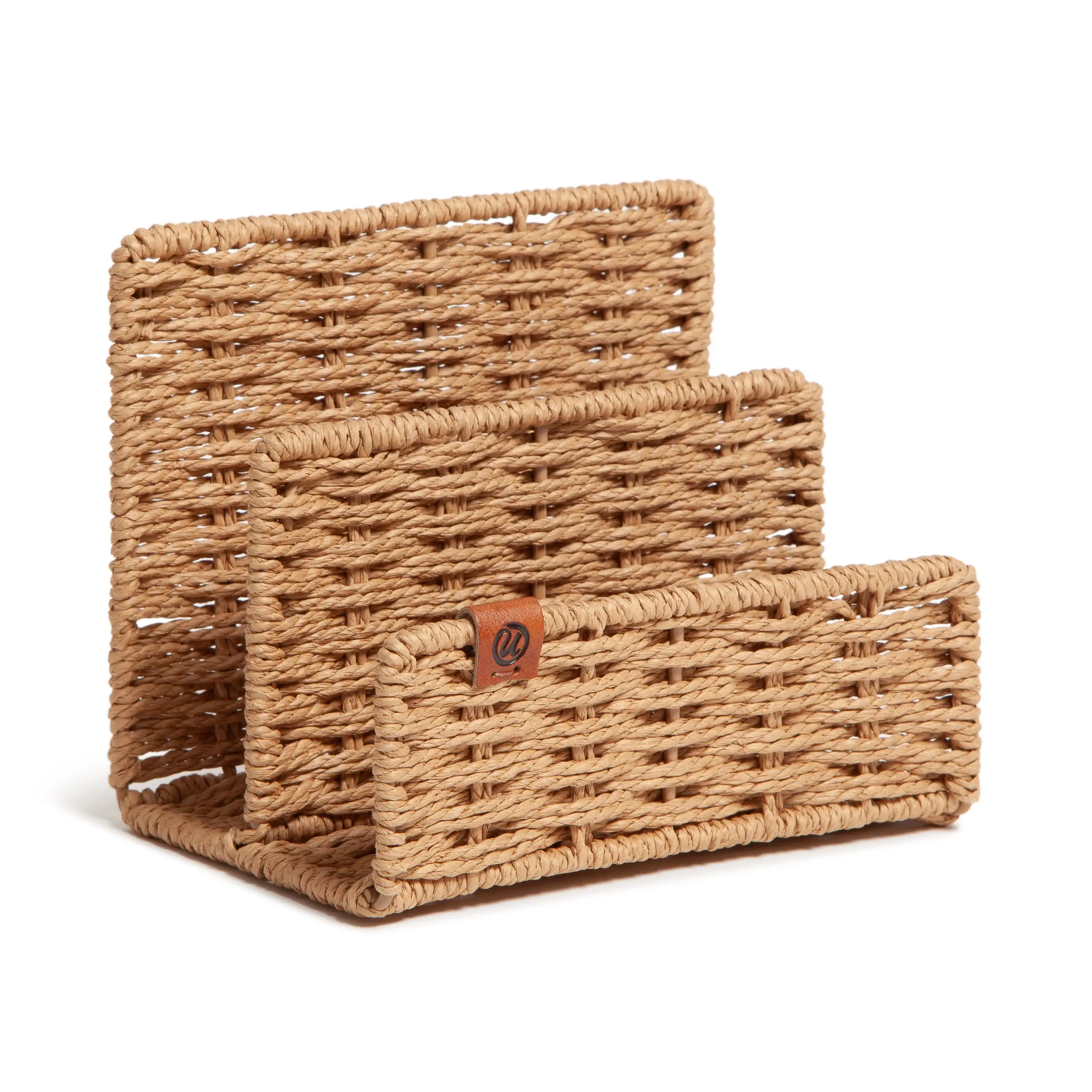 U Brands Woven Letter Sorter, 6.1 x 4.2 x 5 in, Brown, Made of Natural Assorted Materials