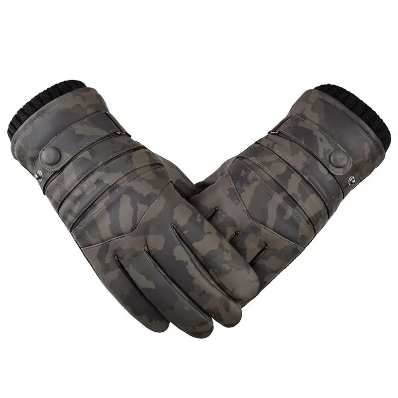 

Men Camouflage Winter Velvet Warm Windproof Ski Driving Gloves Touch Screen Gloves