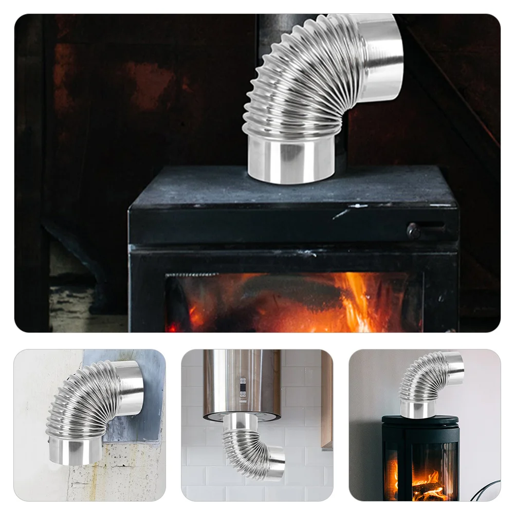 

Elbow Chimney Flue Stainless Steel Easy Install Use Greenhouse Dryer Room Ventilation Metal Flue Pipe Wood Stove