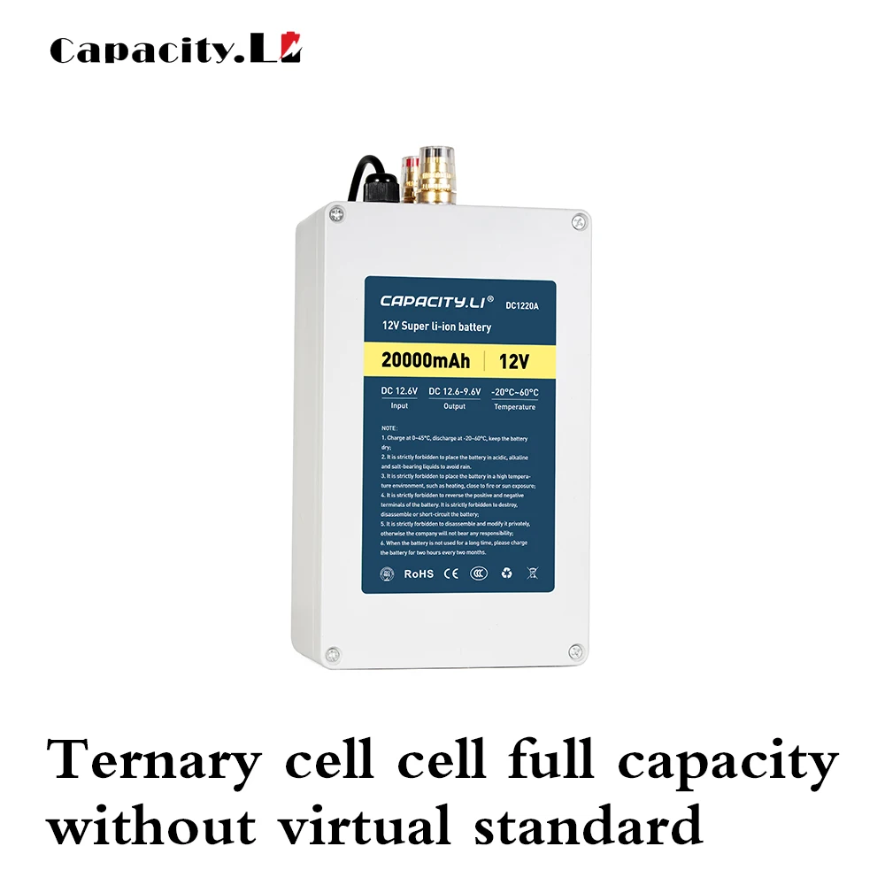 Capacity.li-batería de litio recargable de 12V y 10Ah para iluminación exterior, fuente de alimentación de emergencia, enrutador de audio con monitoreo de motor de 12V