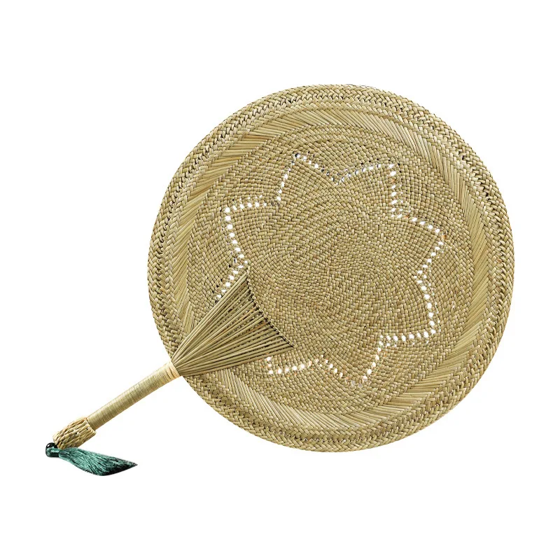 Hand-Woven Cattail Fan, Plant Material, Hand Held Fans, Natural Straw, Chinese Decorative