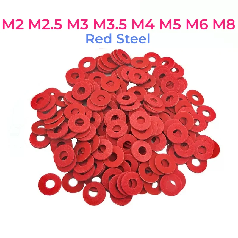 M2 M2.5 M3 M3.5 M4 M5 M6 M8 Red Steel Paper Fiber Insulating Flat Washers Meson Spacers Insulation Plain Gasket Rings