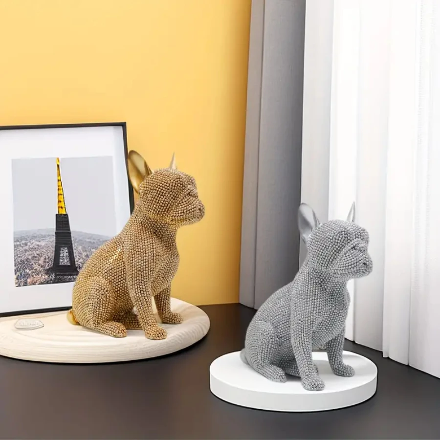 Bulldog sitting dog statue, home, dining table, table top, shelf decoration, ideal holiday gift, perfect gift for dog lovers.
