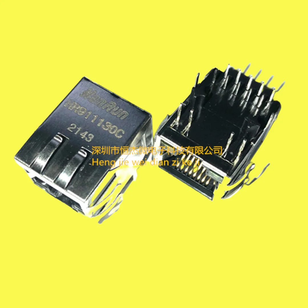 10PCS/HR911130C Gigabit Port with Lights and Elastic RJ45 Filter Transformer WIFI Network Interface HY911130C