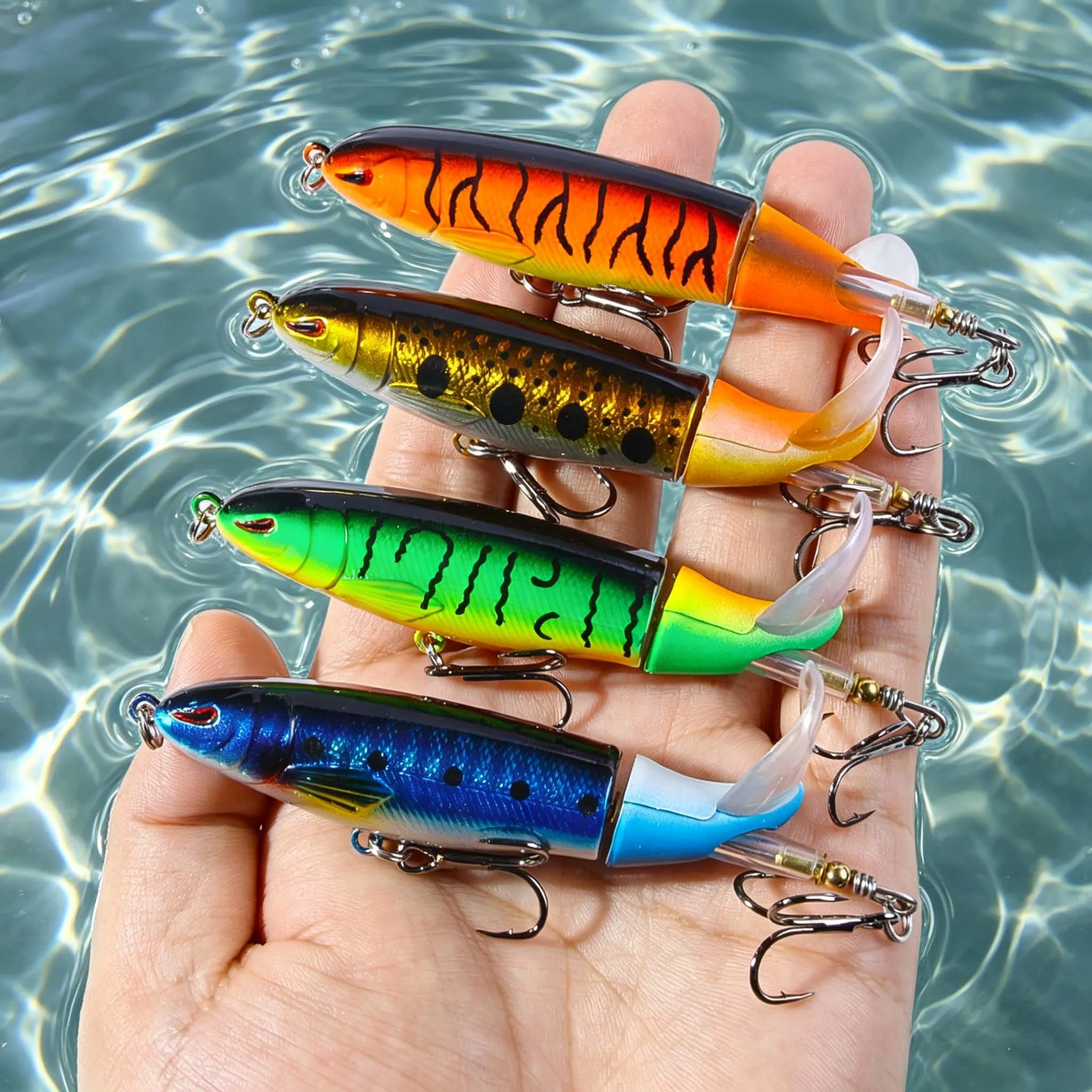 1PCS Whopper Fishing Topwater Popper Fishing Lure Artificial Hard Bait Soft Rotating Tail Fishing Tackle Fishing Bait view 3