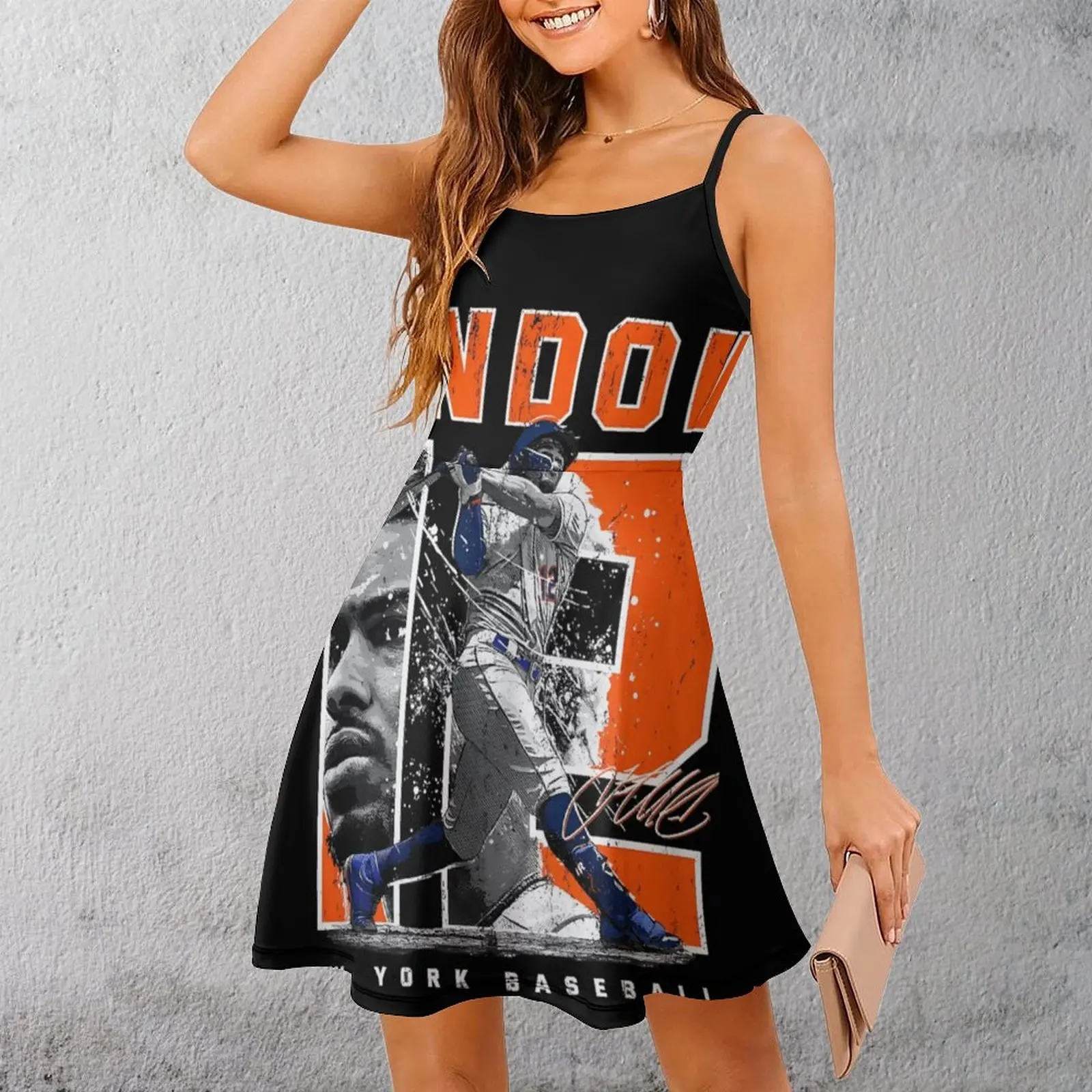 Sexy Lindor New York Baseball Art Women's Sling Dress Clubs Woman's Clothing Suspender Dress Creative
