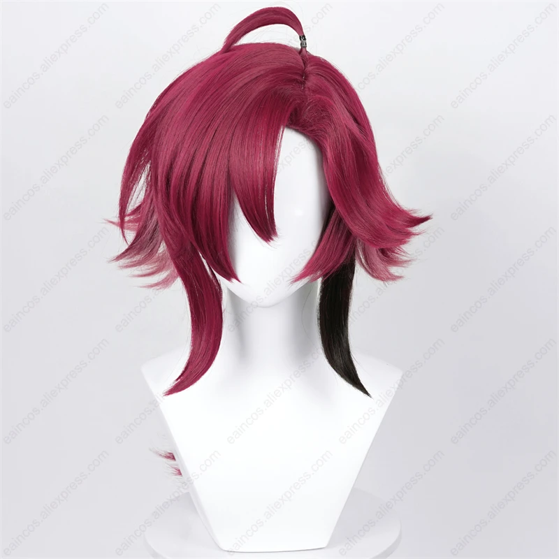 Shikanoin Heizou Cosplay Wig 55cm Dark Red Gradient Wigs Heat Resistant Synthetic Hair Halloween Party