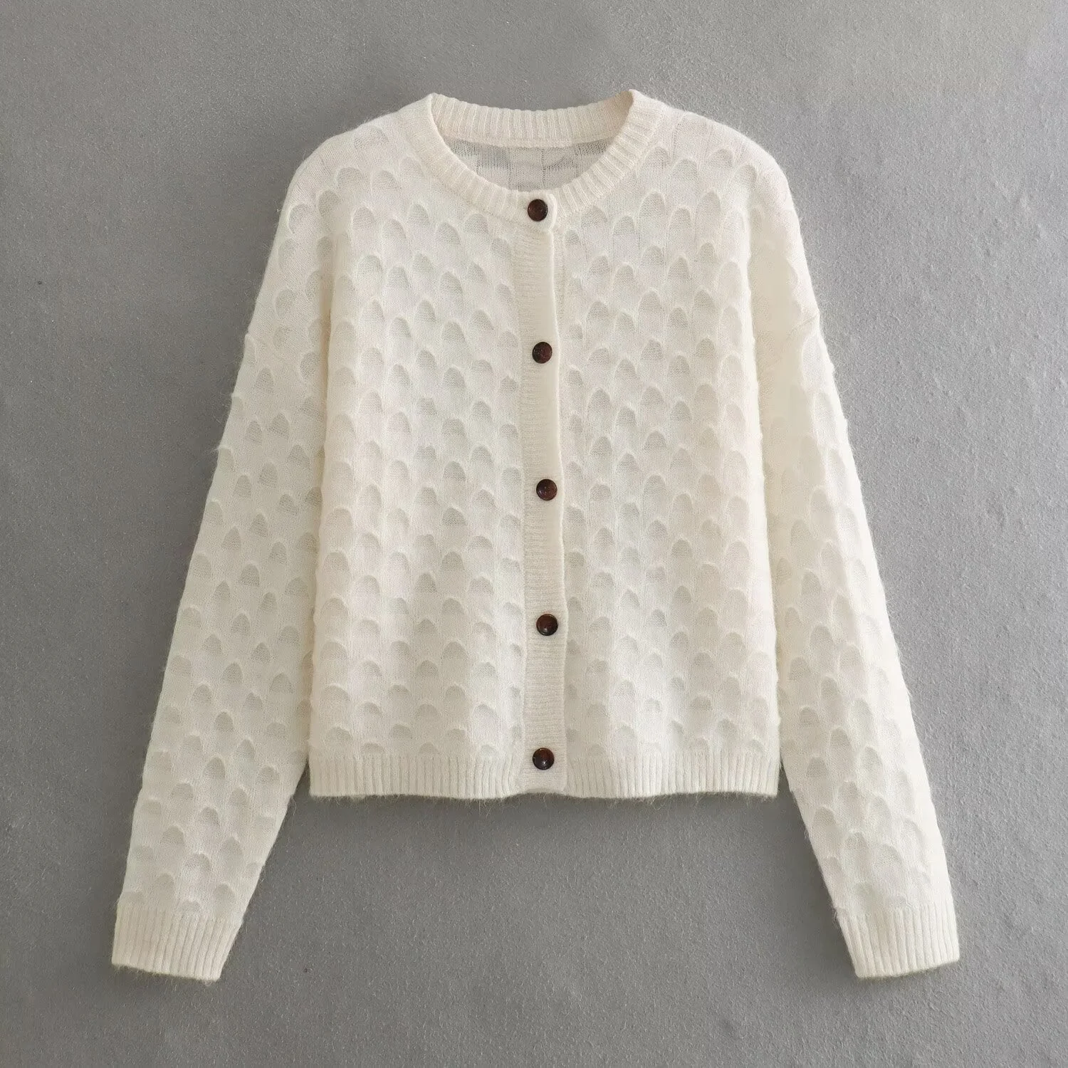 Autumn And Winter New Women's Temperament Commuting Versatile Alpaca Wool And Wool Blended Sheet Pattern Knitted Sweater