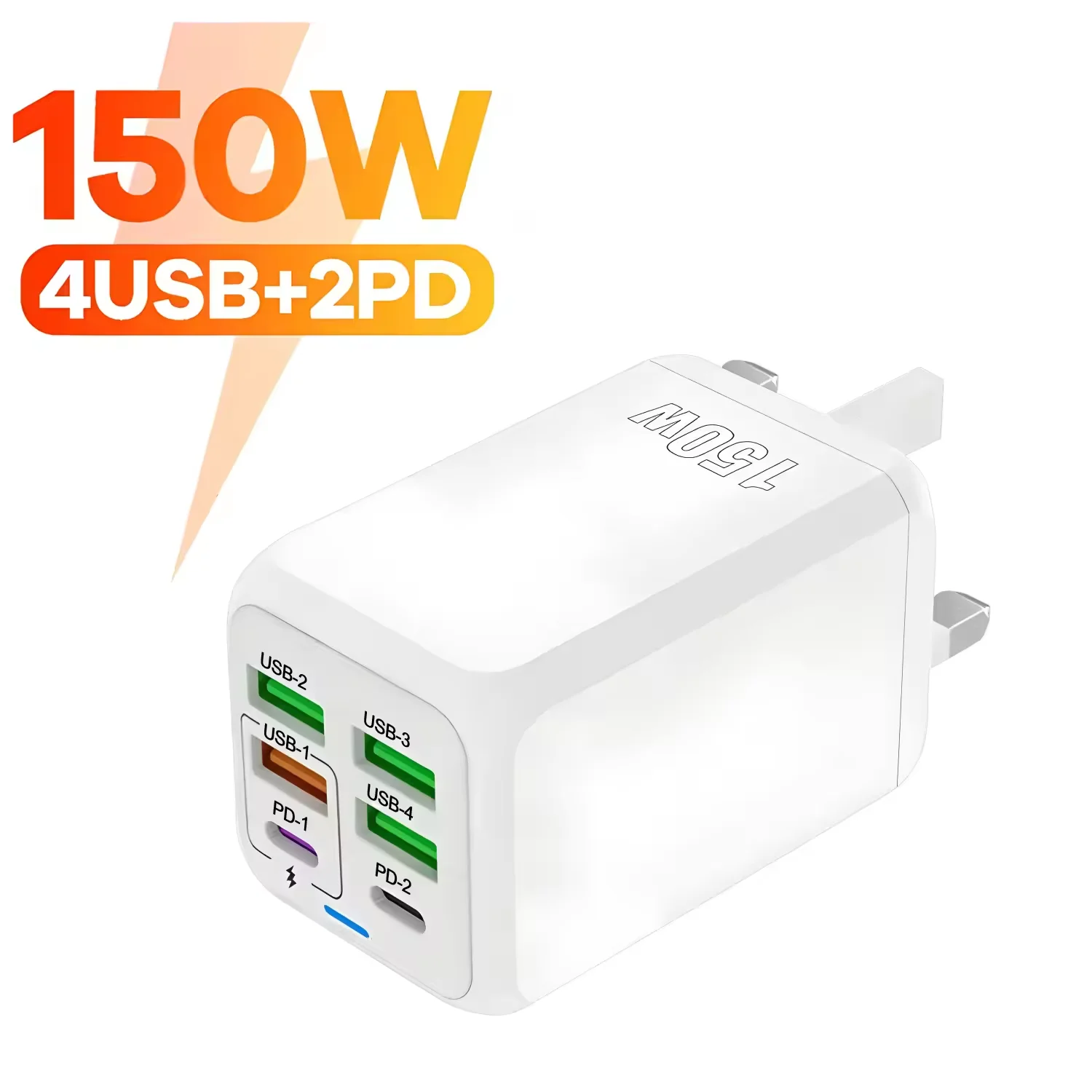 

150 Вт, 6 портов Pd QC 4,0, USB C, быстрое зарядное устройство, настенный адаптер, сверхбыстрая зарядка для Iphone, Samsung, Ipad, Xiaomi, Huawei Oneplus Oppo