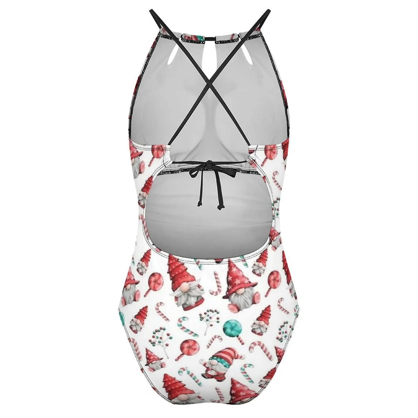 Christmas Gnomes Cute Swimsuit Swimwear One Piece Holiday Swim Bodysuit Halter Bathing Suit Female Push Up Sexy Beach Outfits image 4