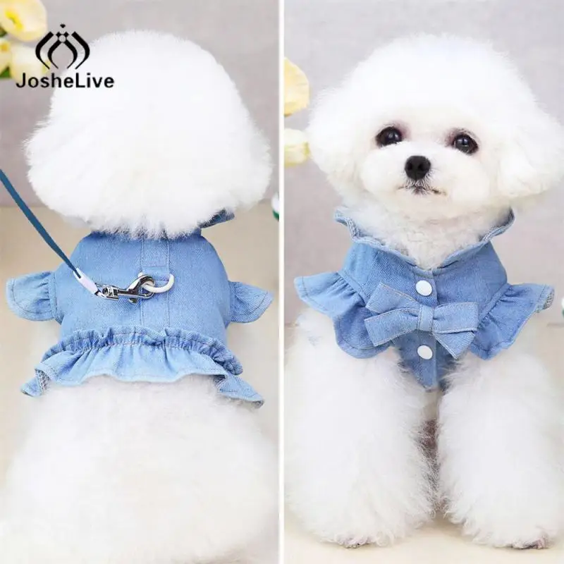 Dog Denim Vest Harness Pet Dress Chest For Small Dogs Accessories Puppy Item Chihuahua York Walking Outdoor Cat Pets Product