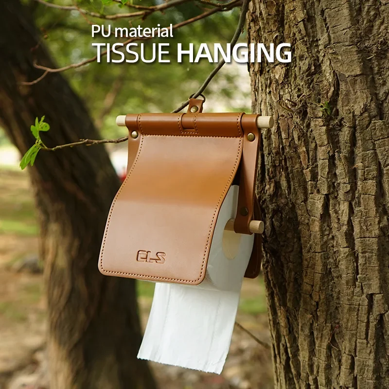 

Outdoor Tissue Hanger Pu Material Portable Roll Paper Tissue Box Picnic Camping Tissue Rack Convenient Paper Holder