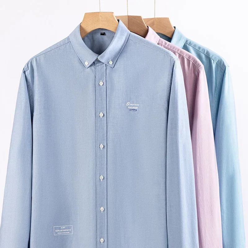 New in shirt fashion korean popular long sleeve shirts for men slim fit plian shirt solid color tops elegants designer clothes