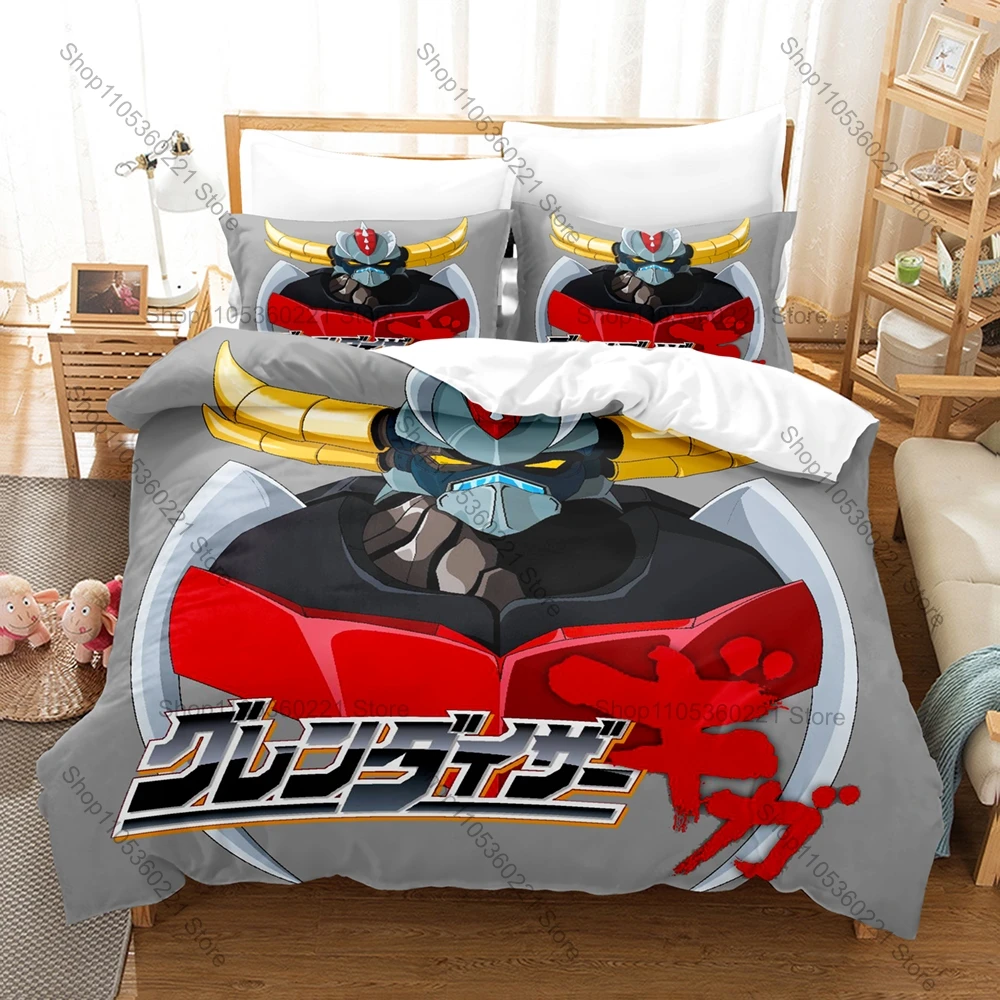 

Classic Robot Grendizer Bedding Set 3 Piece Duvet Cover Set Vintage Kpop Bed Linen for Bedroom Decor for Boys Bedroom Decor