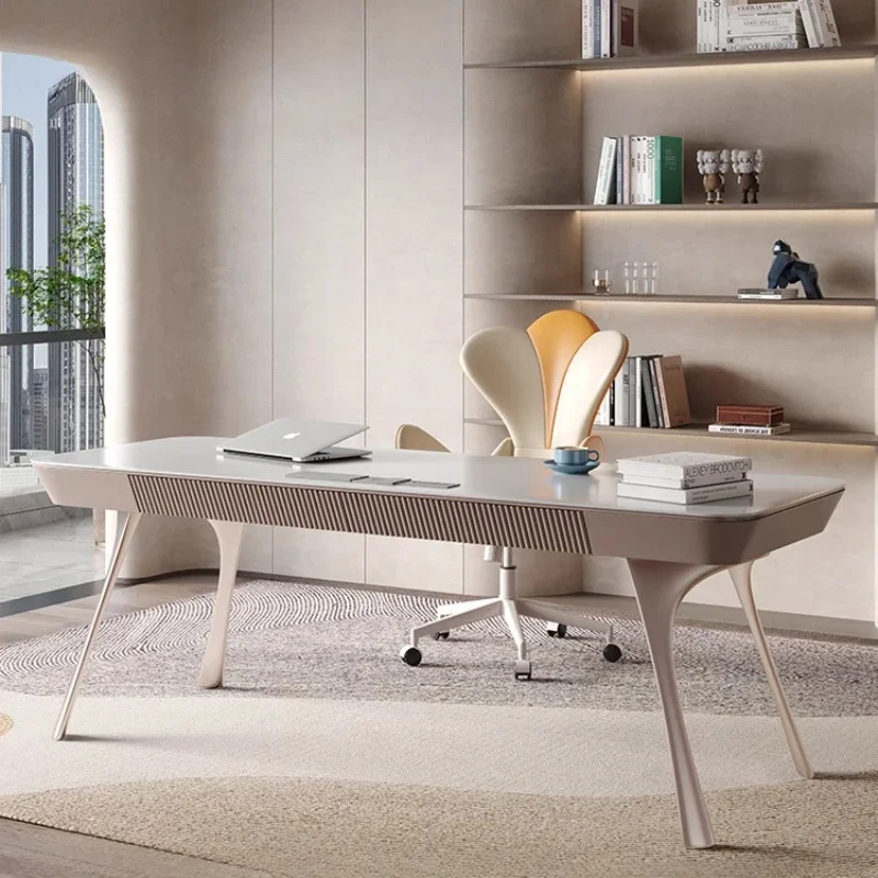 Light Luxury Stone Plate Desk Study Home Small Apartment Workbench French Office Computer Desk