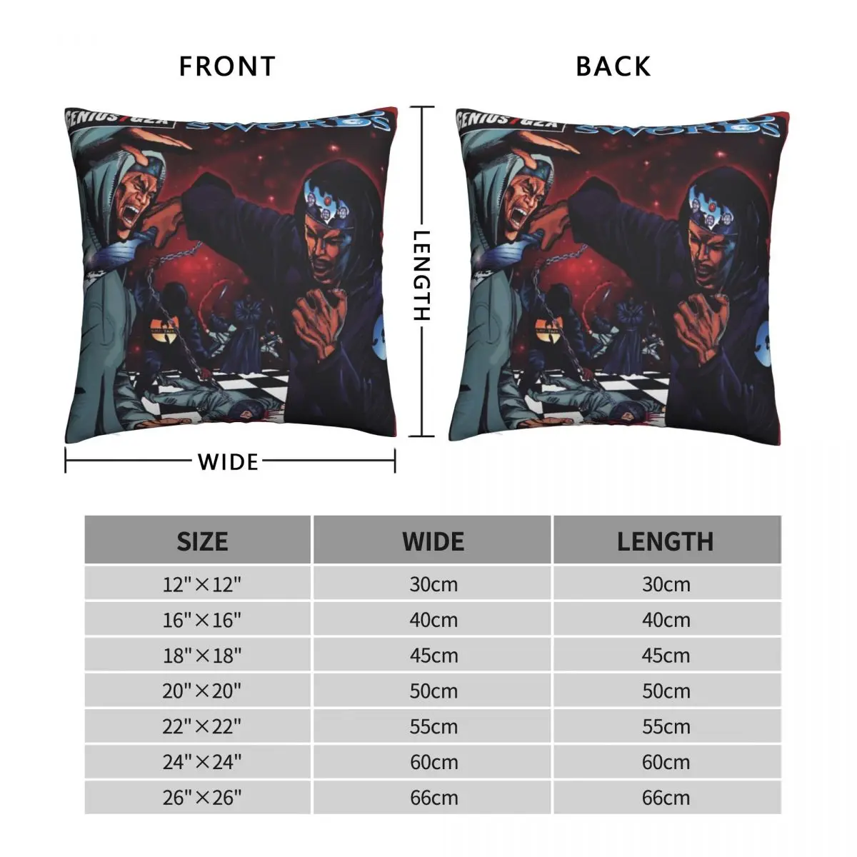 Liquid Sword GZA Square Pillowcase Polyester Linen Velvet Printed Zip Decor Car Cushion Cover