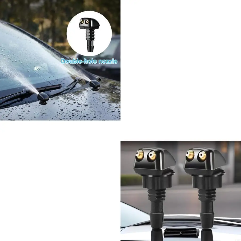 F1CF Windshield Washer Nozzle Set with Two-Jet Washer Heads, Hose and Fitting Adjustable Aim Tool for Washer System Upkeep and