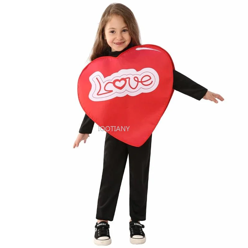 2026 للجنسين عيد الحب تأثيري حلي كرنفال الحب القلب فستان بذلة حفلة عطلة الأطفال أداء الزي
