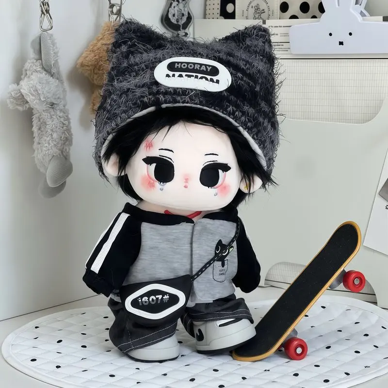

No doll 20cm cotton doll clothes cool and handsome black-tailed cat clothes hat jacket pants messenger bag dress accessories