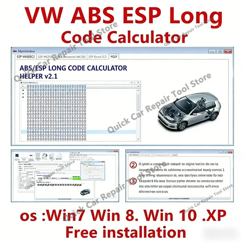 2026 Newest Software for VW ABS ESP Long Code Calculator Helper MK60EC1 ABS ESP Long Code Calculator software+ unlimited install