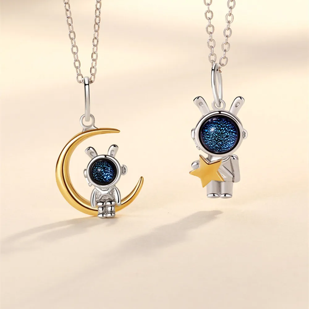 

Ожерелье для пары космического кролика - S925 Корейский, креативный уникальный модный аксессуар