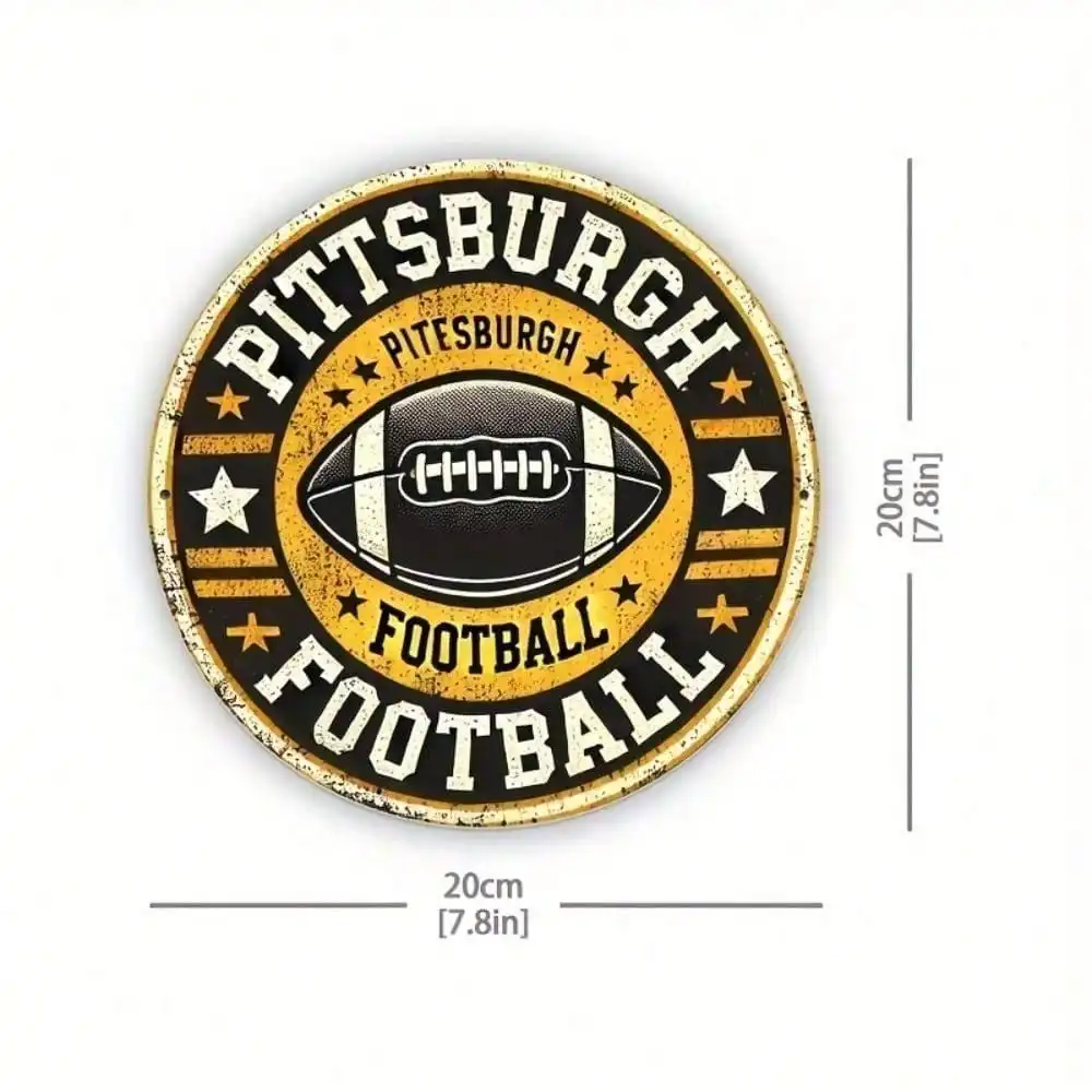 Vintage Pittsburgh Steelers 8x8 Inch Metal Sign - Rustic Aluminum Plaque for Man Cave Wall Decor