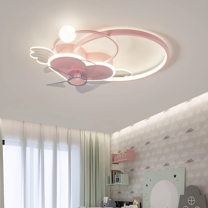 

Kids Children Room Love Pink Heart Shaped Ceiling Fan With Lamp Creative Girl Fan Light