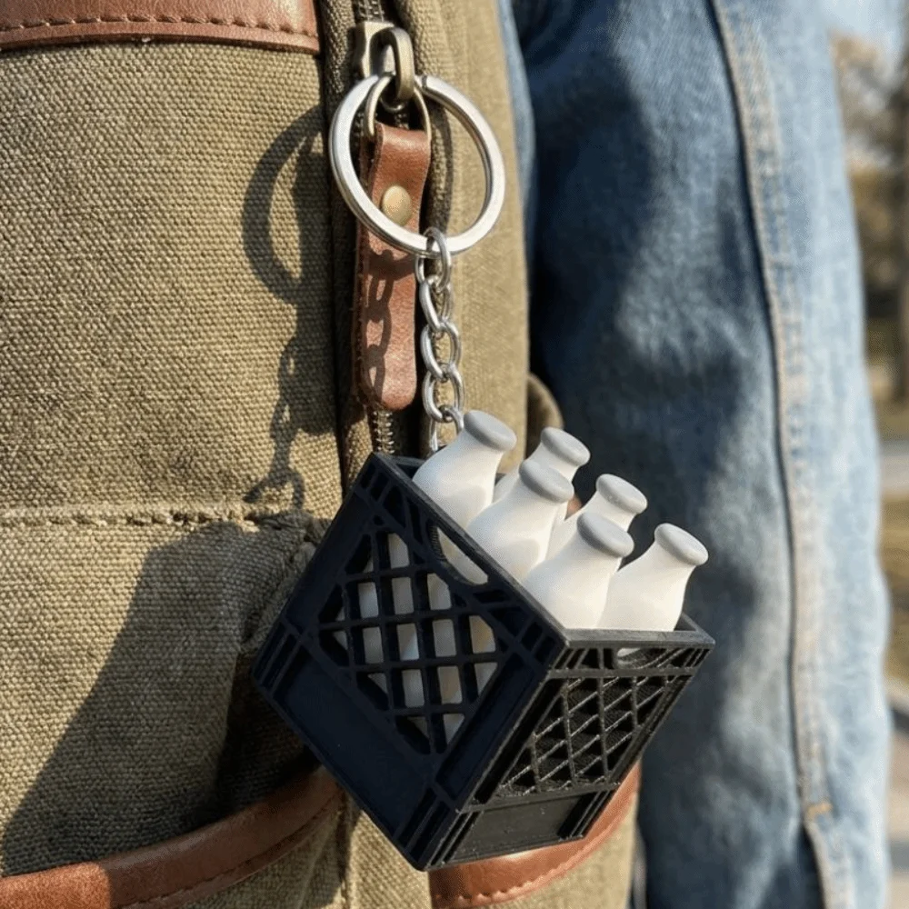 Car Key Pendant 3D Printed Soda Crate Clicker Keychain Funny Novelty Mini Crate Click Plastic Lifelike Squeeze Fidget Venting