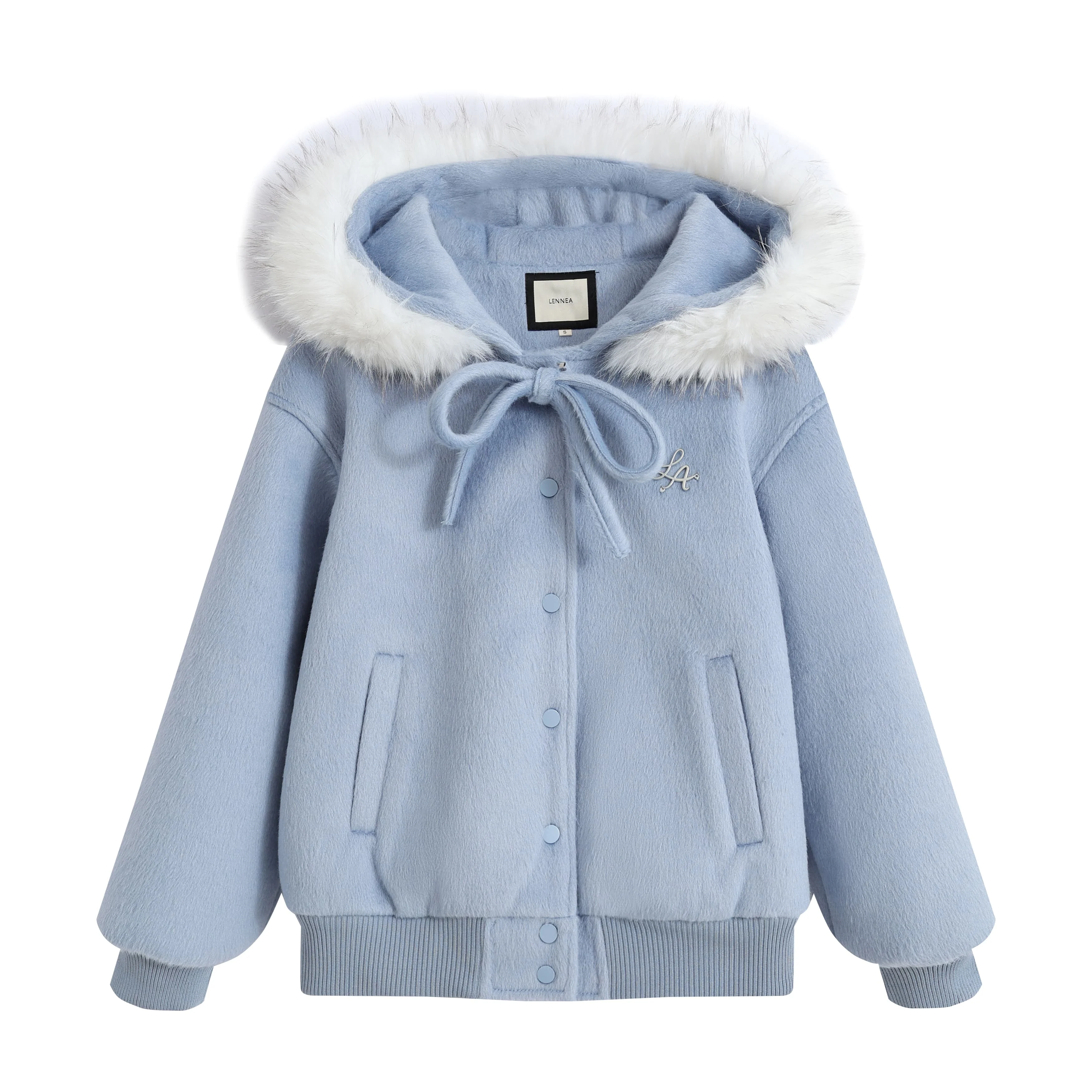 A stylish large-necked down jacket for women in autumn and winter, a hooded woolen top for petite women with cotton lining for w