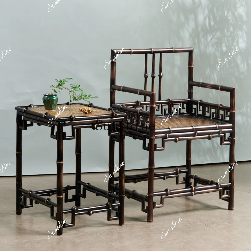 Chinese retro edge corner few small tea table wabi-sabi handmade bamboo  FT