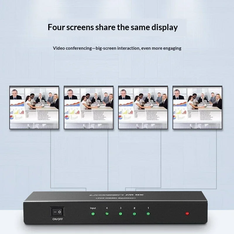 UGREEN 40202 HDMI Splitter 1 Input 4 Outputs 4K 30Hz 3D 30m Transmission Metal Housing with 5V Power Adapter