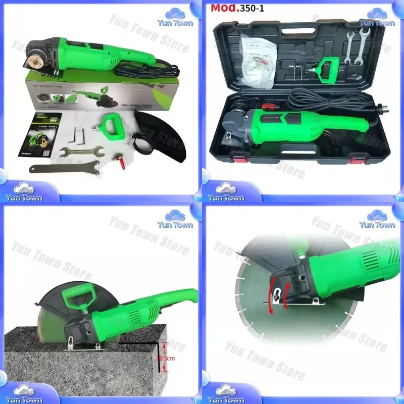14 Inch Large Angle Grinder for Concrete Wall Dust-Free Slotting Machine Stone Cutting Tool for Home Improvement Power Tools