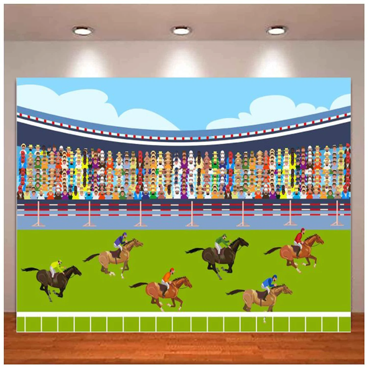 

Horse Racing Kentucky Derby Party Decoration Photography Backdrop Banner For Birthday Baby Shower Party Turf Racetrack Poster