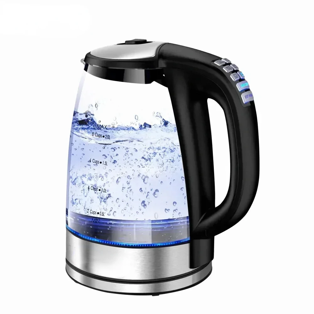 

2.0L Electric Glass Kettle 2200W with Temperature Control 4-Hour Keep Warm Auto-Off Boil-Dry Protection for Coffee & Tea