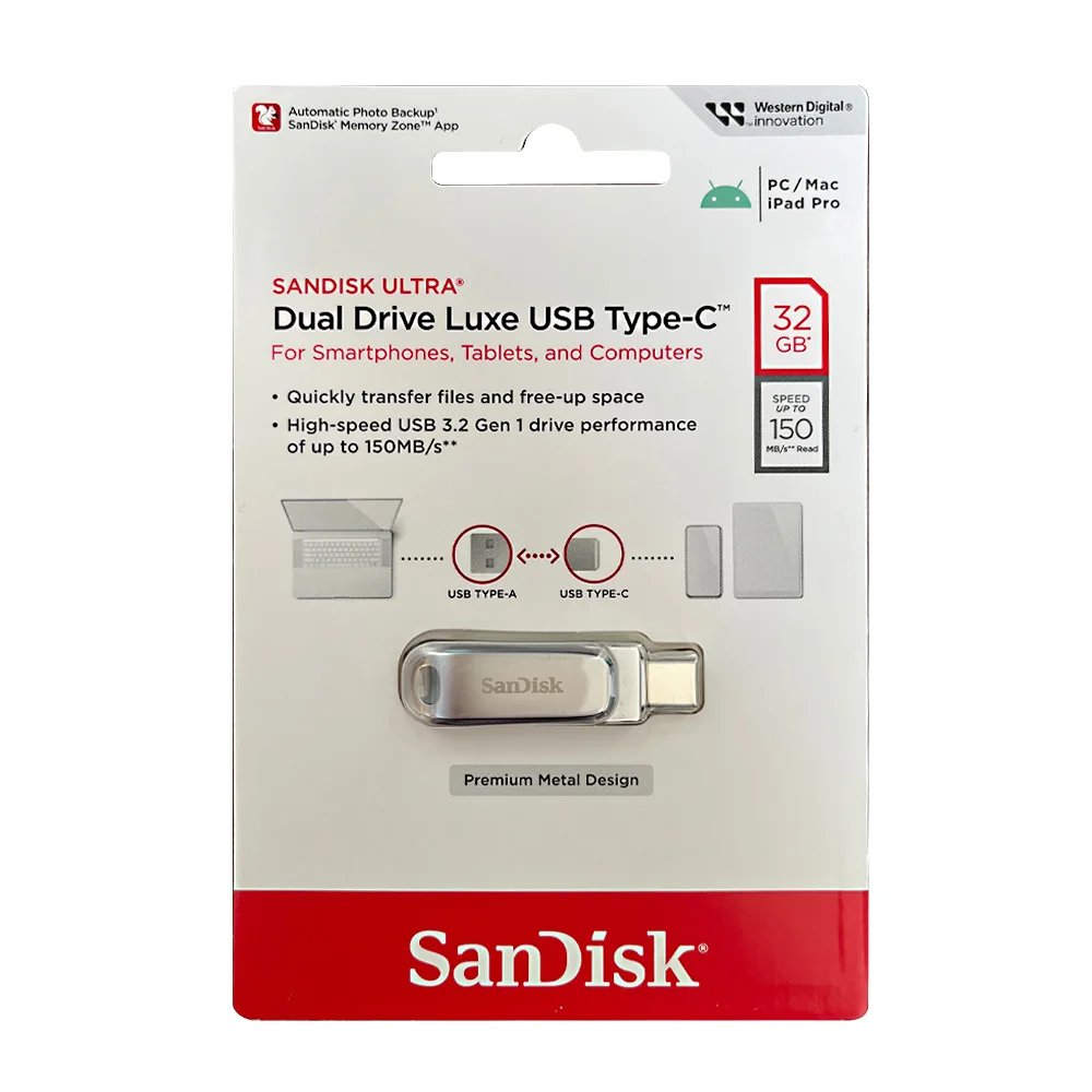 SanDisk SDDDC4 Ultra Dual Drive Luxe USB 3.2 Flash-Laufwerk 64GB Typ C 128GB 256GB 512GB Metall Typ A OTG 2-in-1 Flash-Laufwerk – Detail 2